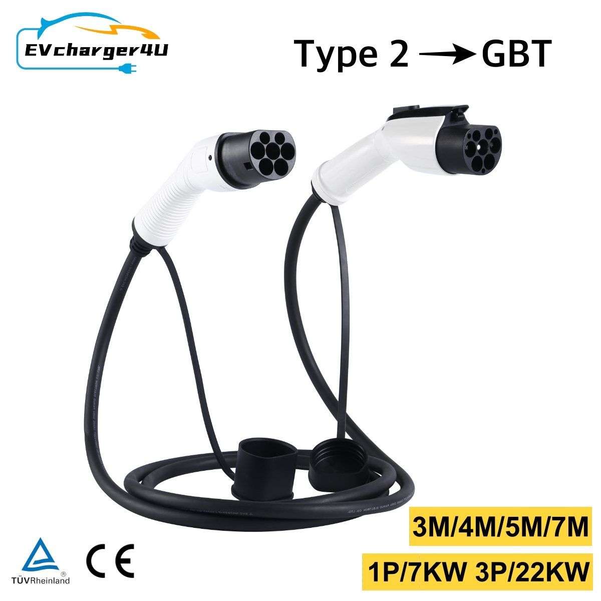 Ev Charging Socket Type 2 22Kw - Зарядный кабель EVcharger4U Type 2-GBT EV,