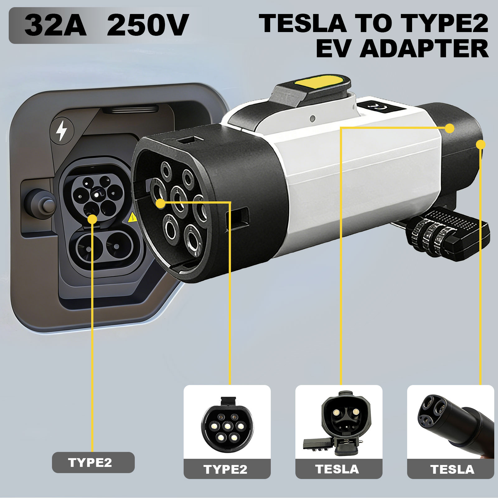 Адаптер NACS на Type 2 с защит – обзор и цена Ev Charger Adapter Type 2 To Type 1