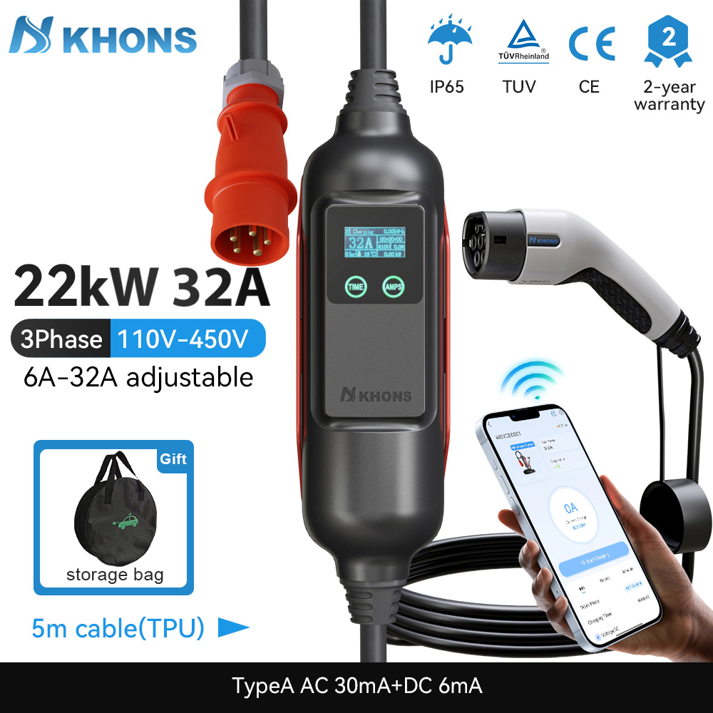 Портативное зарядное устройств – обзор и цена Ev Charging Cable Type 2 32A