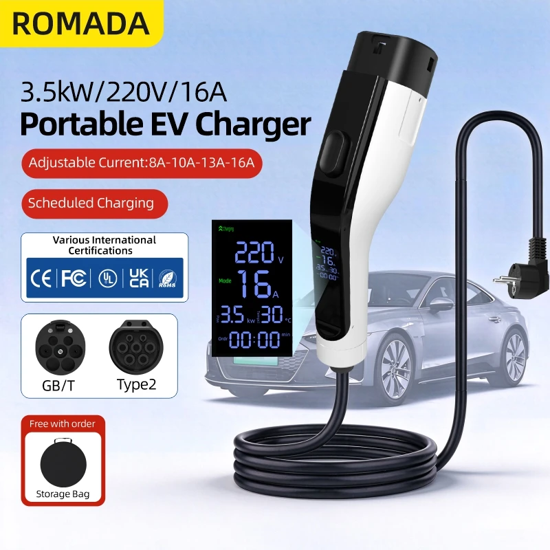 Портативное зарядное устройств – обзор и цена Portable Ev Charger 16A Adjustable