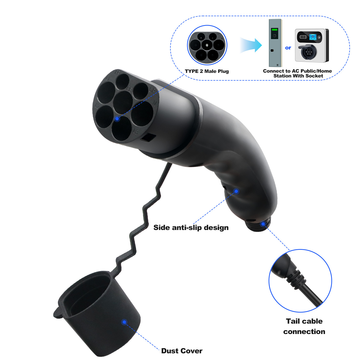 Зарядный пистолет Kolanky EV P – обзор и цена Ev Charging Cable Type 2 32A