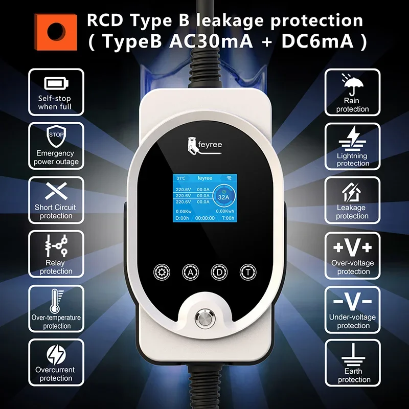Зарядная станция Feyree 22 кВт – обзор и цена Ev Charging Cable Type 2 32A