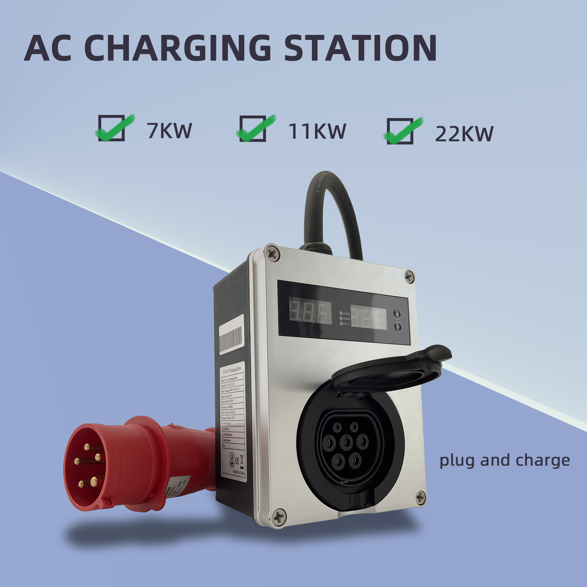 Новое портативное зарядное уст – обзор и цена Ev Charging Socket Type 2 22Kw