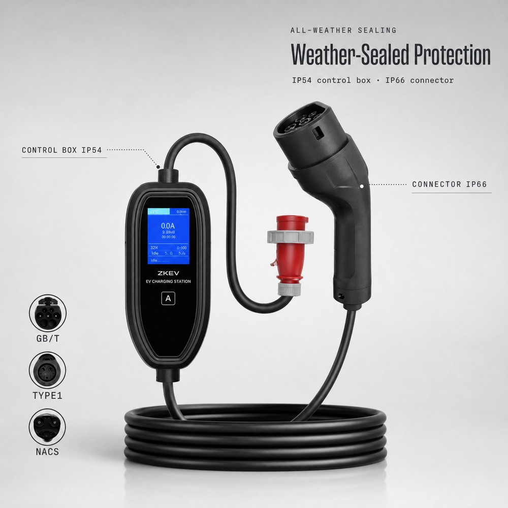 Портативное зарядное устройств – обзор и цена Portable Ev Charger 16A Adjustable