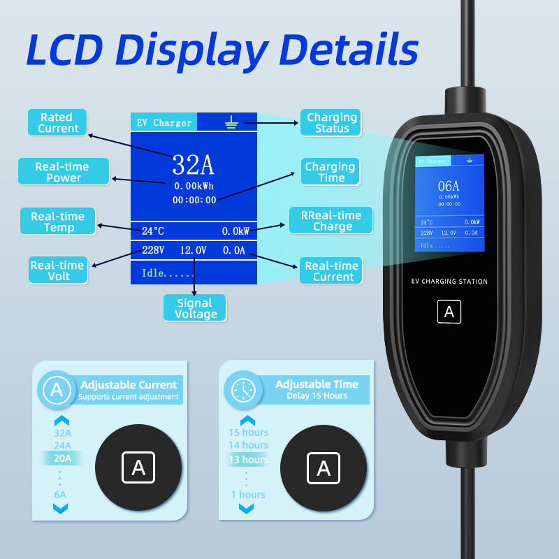 Портативное зарядное устройств – обзор и цена Portable Ev Charger 16A Adjustable