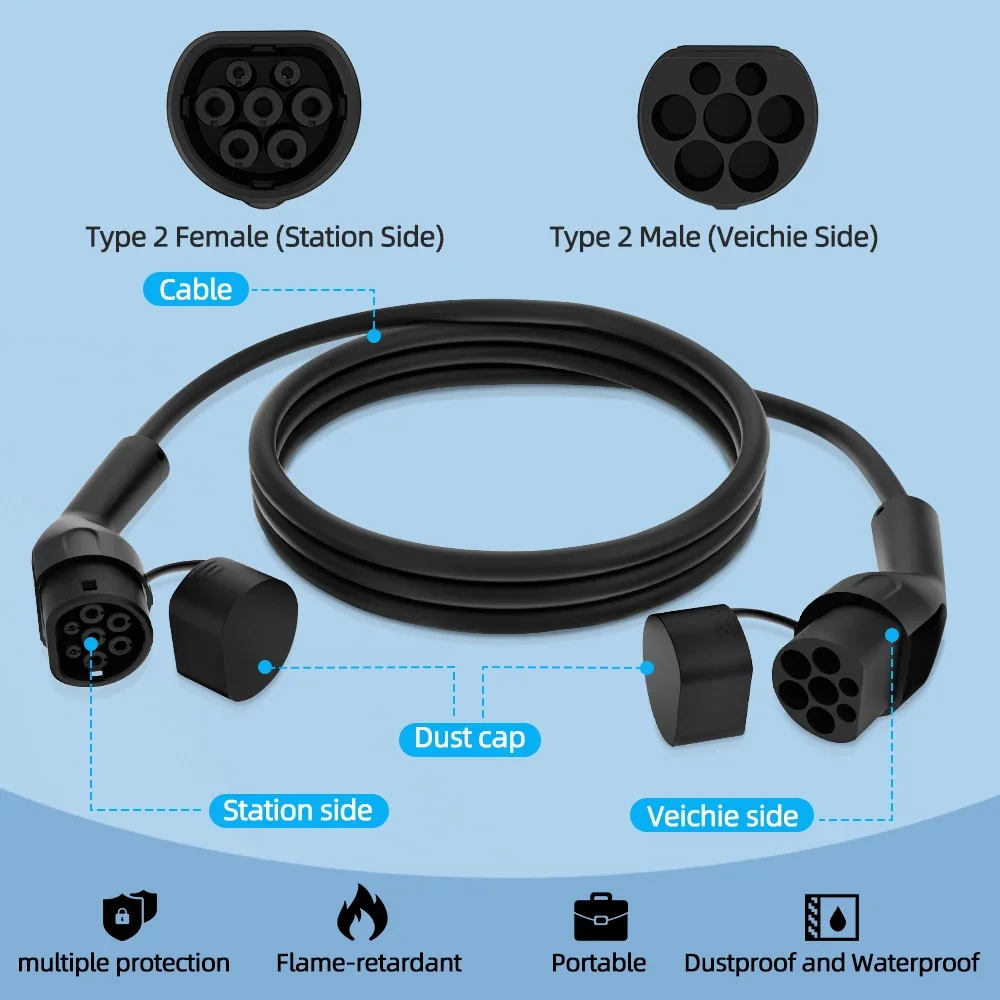 Кабель для зарядки питьевых эл – обзор и цена Ev Charging Cable Type 2 32A