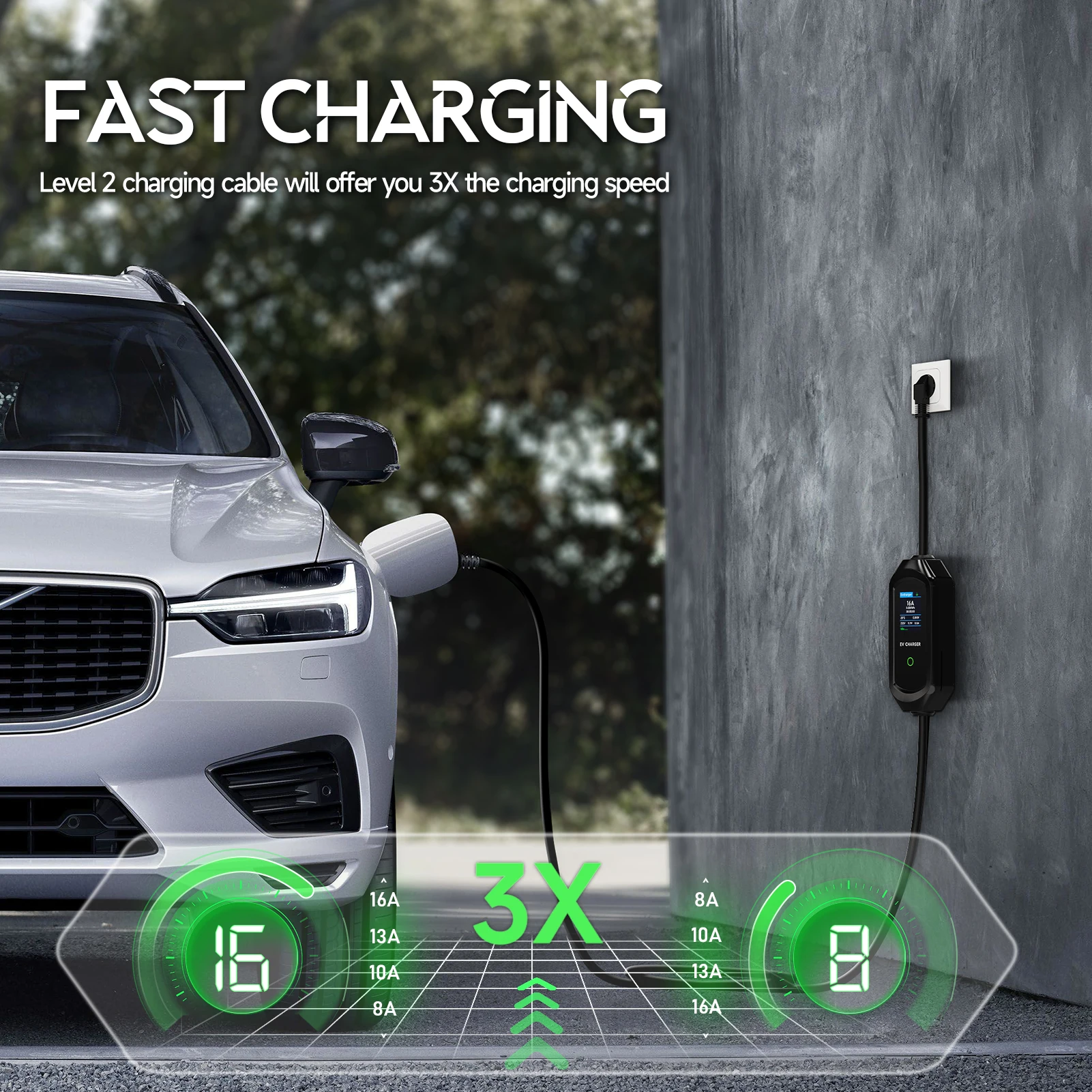 Портативное зарядное устройств – обзор и цена Portable Ev Charger 16A Adjustable